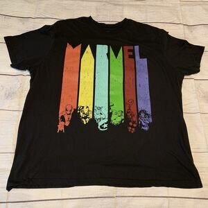 Marvel Color Daze Mens Size 4XL Graphic T-Shirt Black Crew Neck Tee